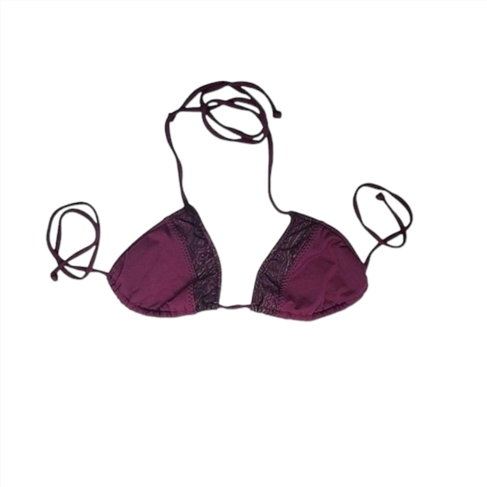 BECCA Bikini Top Swim Wine Red String Bikini sz M